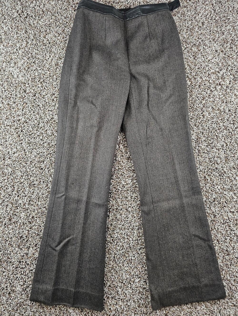 Y2K Etcetera Womens Sz 0 100% Lambswool Wide Leg Dress Pants Gray Herringbone